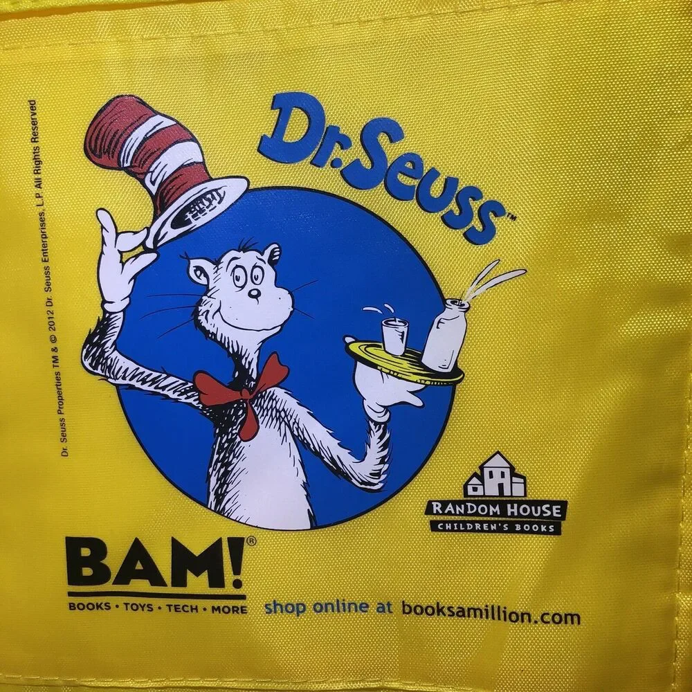 Dr. Seuss Lunch Bags 2012 Cat in the‎ Hat Books a Million 5 Yellow Insulated NEW
